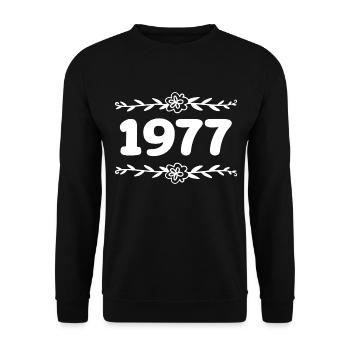 1977 Jahrgang 1977 Retro 1977 Jubiläum 1977 - Unisex Pullover - Schwarz - Vorne - Alina (178cm) & Michal (187cm)