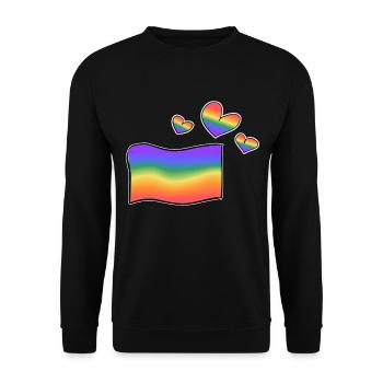 lgbt flagge herzen regenbogen herzen liebe - Unisex Pullover - Schwarz - Vorne - Alina (178cm) & Michal (187cm)