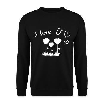 ich liebe dich blumen herz - Unisex Pullover - Schwarz - Vorne - Alina (178cm) & Michal (187cm)