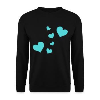 blaue Herzen Muster rot Symbol liebe - Unisex Pullover - Schwarz - Vorne - Alina (178cm) & Michal (187cm)