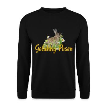 gelukkig pasen Frohe Ostern - Unisex Pullover - Schwarz - Vorne - Alina (178cm) & Michal (187cm)