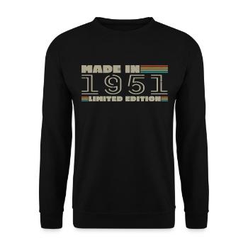 Jahrgang 1951 Jahrgang 1951 Geburtstagsgeschenk - Unisex Pullover - Schwarz - Vorne - Alina (178cm) & Michal (187cm)