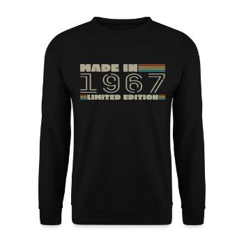 1967 Jahrgang 1967 Geburtstagsgeschenk Geboren 1967 - Unisex Pullover - Schwarz - Vorne - Alina (178cm) & Michal (187cm)