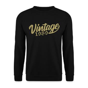 1989 Jahrgang 1989 Retro 1989 Geburtstagsgeschenk - Unisex Pullover - Schwarz - Vorne - Alina (178cm) & Michal (187cm)