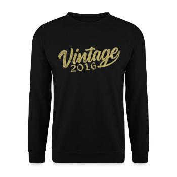 2016 Jahrgang 2016 Retro 2016 Geburtstagsgeschenk - Unisex Pullover - Schwarz - Vorne - Alina (178cm) & Michal (187cm)