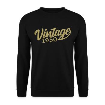 1950 Vintage 1950er Retro 1950er Jahre Geburtstagsgeschenk - Unisex Pullover - Schwarz - Vorne - Alina (178cm) & Michal (187cm)