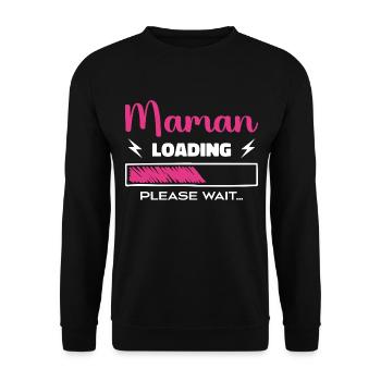 Mama lädt Bitte warten... - Unisex Pullover - Schwarz - Vorne - Alina (178cm) & Michal (187cm)