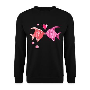 amoureux coeur animaux poisson doux - Sweat-shirt Unisexe - noir - Devant - Alina (178cm) & Michal (187cm)