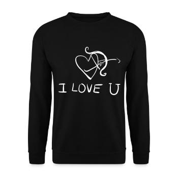 bow shooting arrow heart I love you - Unisex Sweatshirt - black - Front - Alina (178cm) & Michal (187cm)