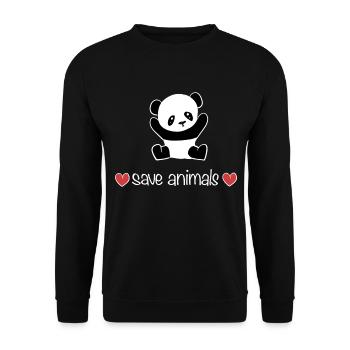 save animals bear panda animal welfare hearts - Unisex Sweatshirt - black - Front - Alina (178cm) & Michal (187cm)