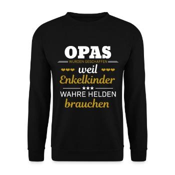 Opas wurden geschaffen - Unisex Pullover - Schwarz - Vorne - Alina (178cm) & Michal (187cm)