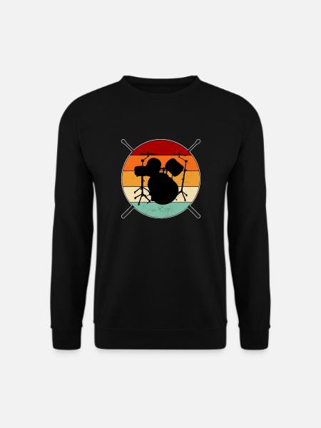 Drum Drumsticks Retro Sunset - Unisex Sweatshirt - black