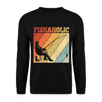 Angler Spruch zum Angeln Angel - Unisex Pullover - Schwarz - Vorne - Alina (178cm) & Michal (187cm)