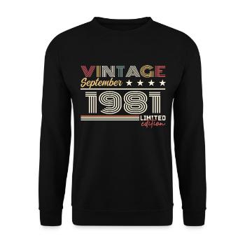 Vintage Septembre 1981 Septembre 1981 September - Unisex Sweatshirt - black - Front - Alina (178cm) & Michal (187cm)