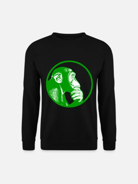 Denke nach Affe Schimpanse - Unisex Pullover - Schwarz