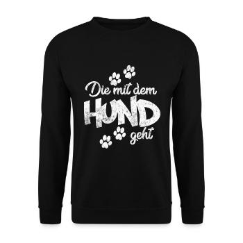 Die mit dem Hund geht - Unisex Pullover - Schwarz - Vorne - Alina (178cm) & Michal (187cm)