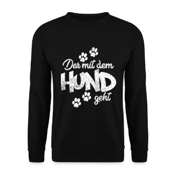 Der mit dem Hund geht - Unisex Pullover - Schwarz - Vorne - Alina (178cm) & Michal (187cm)
