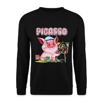 Pigasso comme Picasso - Sweat-shirt Unisexe - noir - Devant - Alina (178cm) & Michal (187cm)