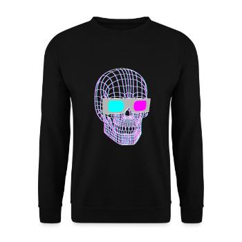 3D skull with 3D glasses - Unisex Sweatshirt - black - Front - Alina (178cm) & Michal (187cm)