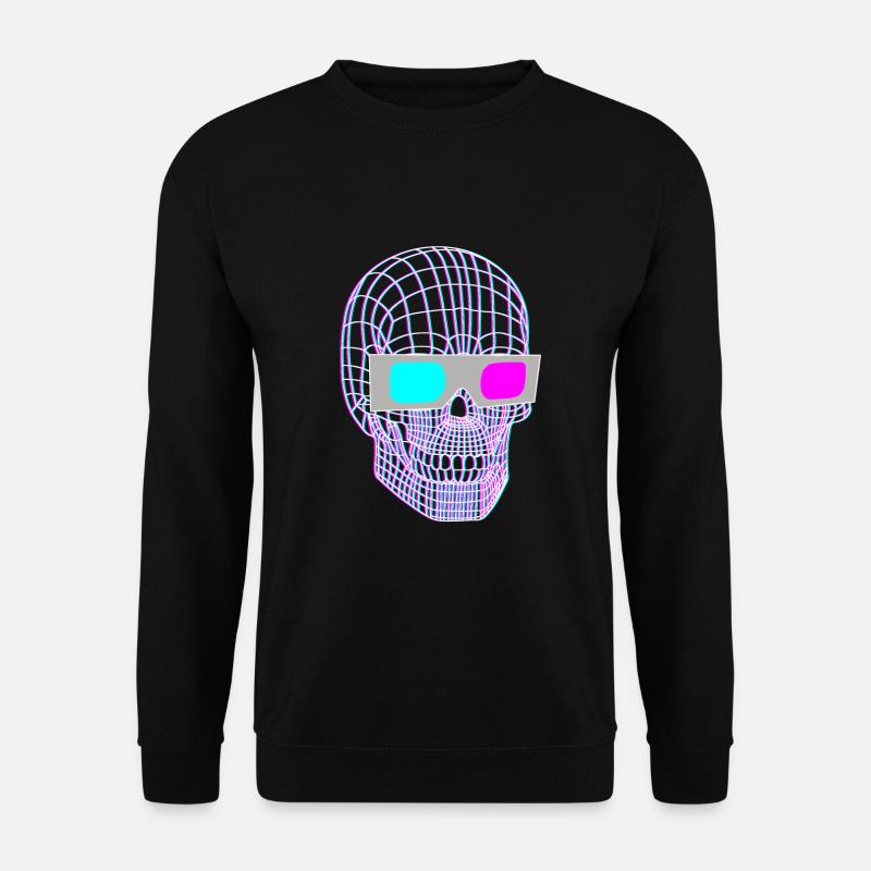 3D Schädel Mit 3D Brille - Unisex Pullover - Schwarz