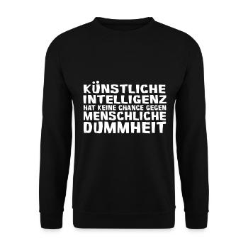 Künstliche Intelligenz vs. Menschliche Dummheit - Unisex Pullover - Schwarz - Vorne - Alina (178cm) & Michal (187cm)