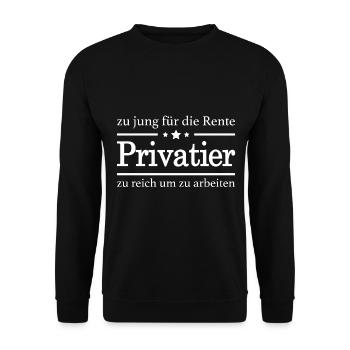 Zu reich um zu arbeiten - Privatier hell - Unisex Pullover - Schwarz - Vorne - Alina (178cm) & Michal (187cm)