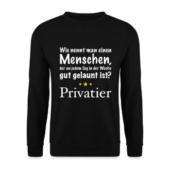 Gut gelaunte Menschen - Privatier hell - Unisex Pullover - Schwarz - Vorne - Alina (178cm) & Michal (187cm)