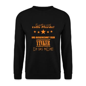 Tinker T-Shirt Pferderasse Tinker - Unisex Pullover - Schwarz - Vorne - Alina (178cm) & Michal (187cm)