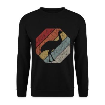 Emu Laufvogel Dromaius Strauß Australien Retro - Unisex Pullover - Schwarz - Vorne - Alina (178cm) & Michal (187cm)