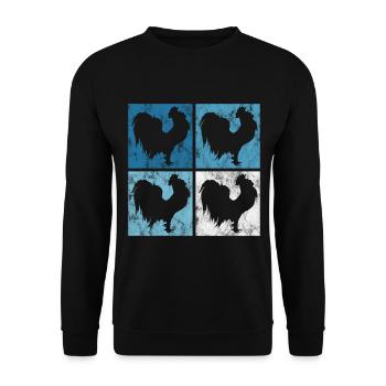 Hahn Retro Hühnerzüchter Hühner Henne Huhn Küken - Unisex Pullover - Schwarz - Vorne - Alina (178cm) & Michal (187cm)