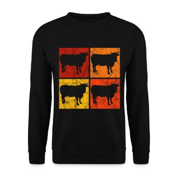 Kühe Retro Rind Landwirt Landwirtschaft Kuh Bauer - Unisex Pullover - Schwarz - Vorne - Alina (178cm) & Michal (187cm)