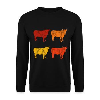 Landwirt Kuh Kühe Rind Retro Landwirtschaft Bauer - Unisex Pullover - Schwarz - Vorne - Alina (178cm) & Michal (187cm)