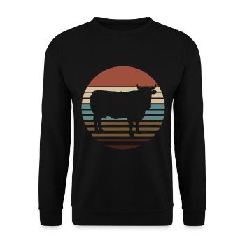 Rind Landwirtschaft Kuh Kühe Retro Landwirt Bauer - Unisex Pullover - Schwarz - Vorne - Alina (178cm) & Michal (187cm)