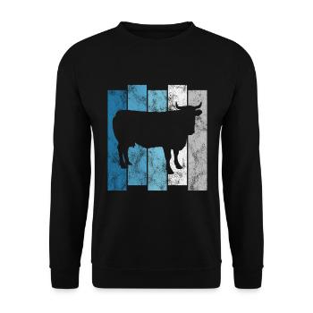 Kühe Rind Landwirtschaft Kuh Landwirt Bauer Retro - Unisex Pullover - Schwarz - Vorne - Alina (178cm) & Michal (187cm)
