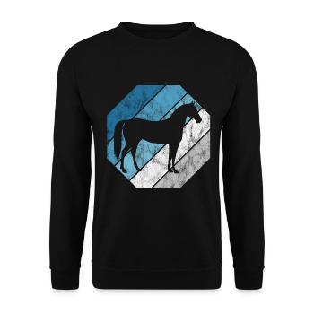 Pferd Reiter Reitsport Pony Reiten Pferde Retro - Unisex Pullover - Schwarz - Vorne - Alina (178cm) & Michal (187cm)
