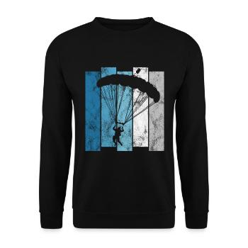 Fallschirmspringer Fallschirm Fallschirmspringen - Unisex Pullover - Schwarz - Vorne - Alina (178cm) & Michal (187cm)
