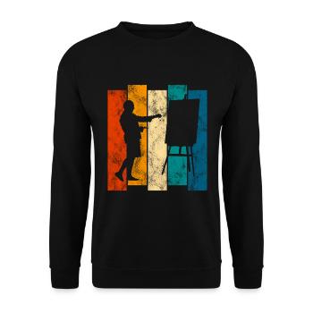 art rétro artiste artiste peinture peintre - Sweat-shirt Unisexe - noir - Devant - Alina (178cm) & Michal (187cm)