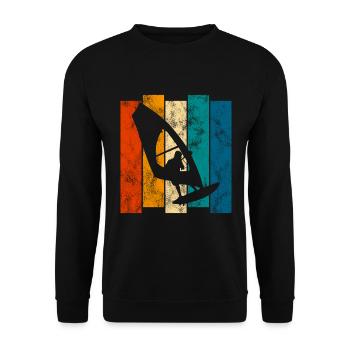 Windsurfing Retro Surfen Windsurfen Windsurfer - Unisex Pullover - Schwarz - Vorne - Alina (178cm) & Michal (187cm)