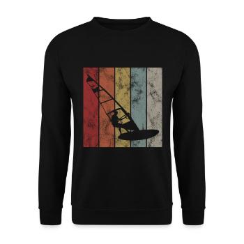 Windsurfing Windsurfen Windsurfer Surfen Retro - Unisex Pullover - Schwarz - Vorne - Alina (178cm) & Michal (187cm)
