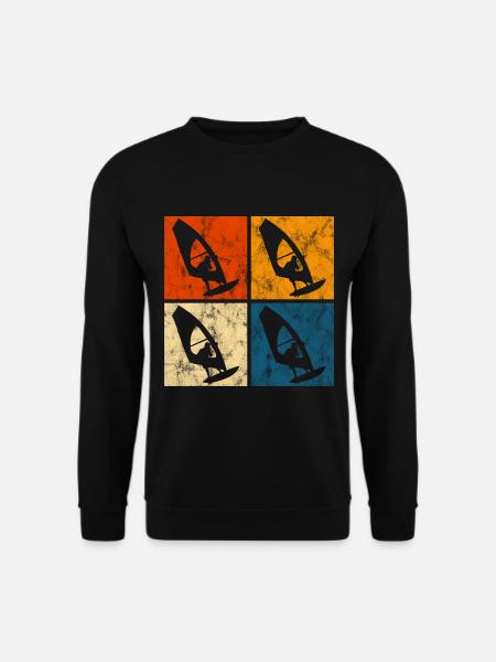 Windsurfing Windsurfen Windsurfer Surfen Retro - Unisex Pullover - Schwarz