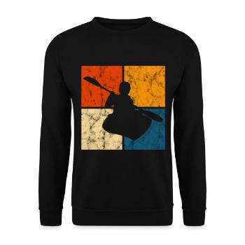 Rudern Retro Paddeln Boot Paddel Kajak Kayak Kanu - Unisex Pullover - Schwarz - Vorne - Alina (178cm) & Michal (187cm)