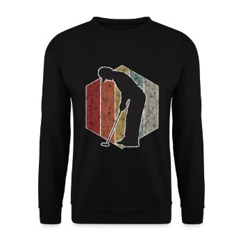 Golf Retro Golfschläger Golfen Golfspieler Golfer - Unisex Pullover - Schwarz - Vorne - Alina (178cm) & Michal (187cm)