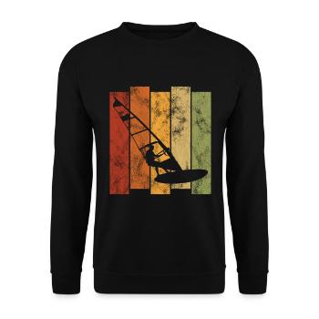 Windsurfen Surfen Retro Windsurfer Windsurfing - Unisex Pullover - Schwarz - Vorne - Alina (178cm) & Michal (187cm)