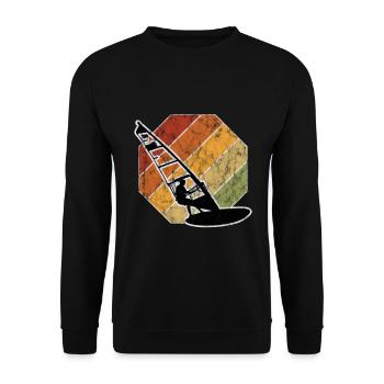 Windsurfer Retro Windsurfing Windsurfen Surfen - Unisex Pullover - Schwarz - Vorne - Alina (178cm) & Michal (187cm)