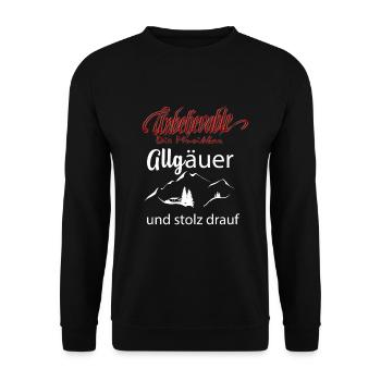 Allgäuer und stolz drauf - Unisex Pullover - Schwarz - Vorne - Alina (178cm) & Michal (187cm)