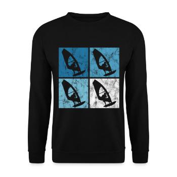 Surfen Retro Windsurfen Windsurfing Windsurfer - Unisex Pullover - Schwarz - Vorne - Alina (178cm) & Michal (187cm)