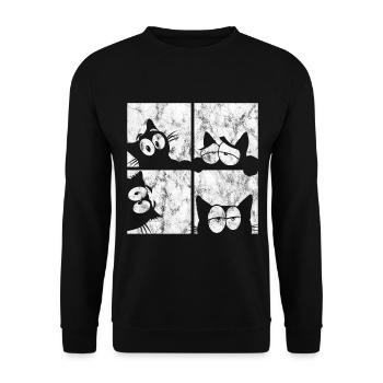 Chat Chat Miau Chat Rétro Chat Chat - Sweat-shirt Unisexe - noir - Devant - Alina (178cm) & Michal (187cm)