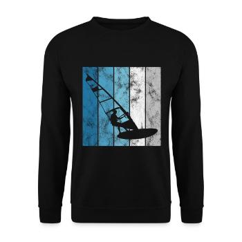 Windsurfing Windsurfen Windsurfer Retro Surfen - Unisex Pullover - Schwarz - Vorne - Alina (178cm) & Michal (187cm)