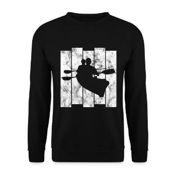 Paddel Retro Kanu Rudern Kayak Paddeln Kajak Boot - Unisex Pullover - Schwarz - Vorne - Alina (178cm) & Michal (187cm)