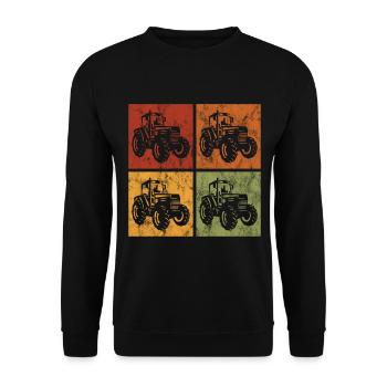 Tractor Tractor Farmer Tractors Retro Farm - Unisex Sweatshirt - black - Front - Alina (178cm) & Michal (187cm)